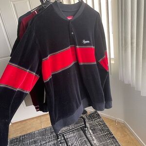 Supreme Velvet Black and Red Polo Sweatshirt Scarface Drop